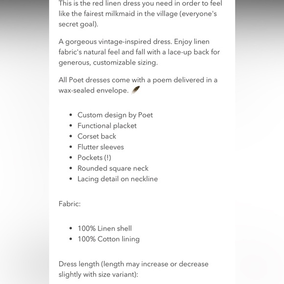 NWT! Poet Dresses Hymn Red Wine Merlot Linen Milkmaid Dress XS - Picture 2 of 10